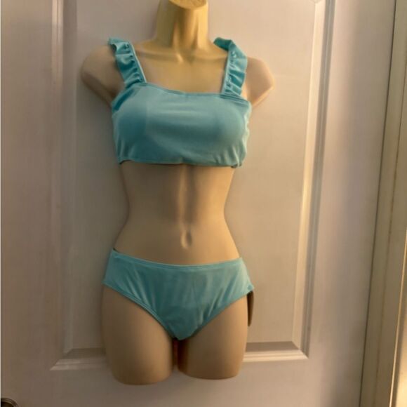 Girls Soly Hux Aqua Ruffle Bikini Swimsuit Sz youth 12/13 - Picture 1 of 5